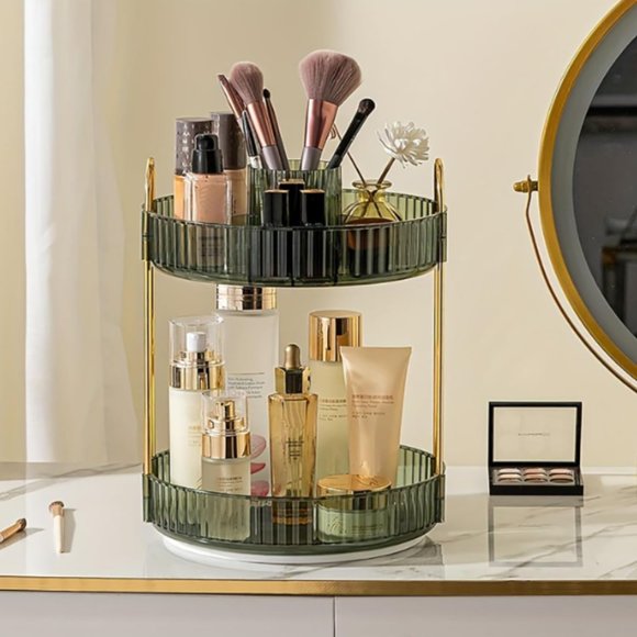 2 Tiers - 360° Turntable Makeup Organizer - Lazy Susan Cosmetics Storage - Picture 7 of 9